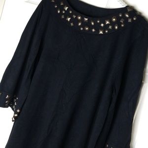 Black Beaded 3/4 sleeve tunic
